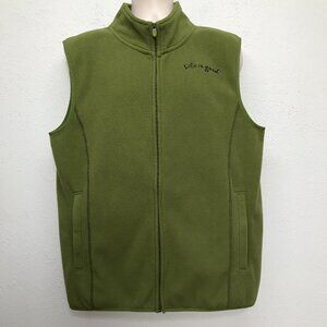 Life Is Good Fleece Vest Jacket Mens Size Large Green Full Zip Pockets